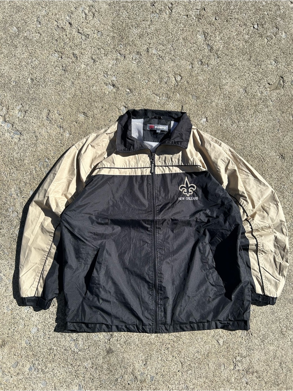 Vintage New Orleans Saints Windbreaker Jacket - Black & Beige